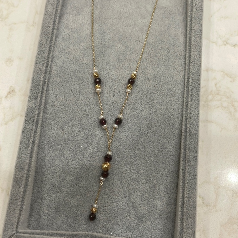 14K Gold and Garnet Necklace